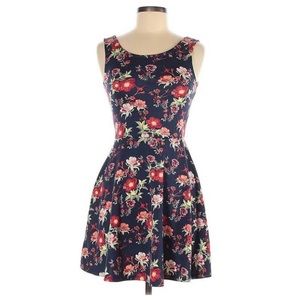 DIVIDED H&M Blue Floral Skater Dress